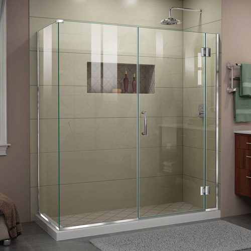 DreamLine Unidoor-X 63 1/2 in. W x 30 3/8 in. D x 72 in. H Frameless Hinged Shower Enclosure in Chrome