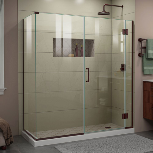 DreamLine Unidoor-X 63 1/2 in. W x 34 3/8 in. D x 72 in. H Frameless Hinged Shower Enclosure in Oil Rubbed Bronze