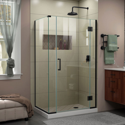 DreamLine Unidoor-X 40 in. W x 34 3/8 in. D x 72 in. H Frameless Hinged Shower Enclosure in Satin Black