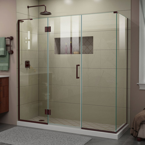 DreamLine Unidoor-X 69 1/2 in. W x 34 3/8 in. D x 72 in. H Frameless Hinged Shower Enclosure in Oil Rubbed Bronze