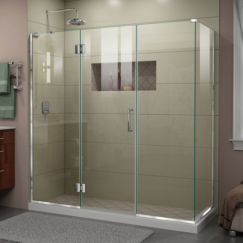 DreamLine Unidoor-X 70 in. W x 30 3/8 in. D x 72 in. H Frameless Hinged Shower Enclosure in Chrome
