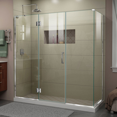 DreamLine Unidoor-X 70 1/2 in. W x 30 3/8 in. D x 72 in. H Frameless Hinged Shower Enclosure in Chrome