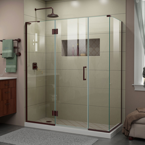 DreamLine Unidoor-X 63 1/2 in. W x 30 3/8 in. D x 72 in. H Frameless Hinged Shower Enclosure in Oil Rubbed Bronze