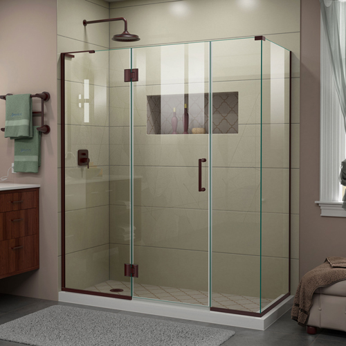DreamLine Unidoor-X 64 1/2 in. W x 30 3/8 in. D x 72 in. H Frameless Hinged Shower Enclosure in Oil Rubbed Bronze