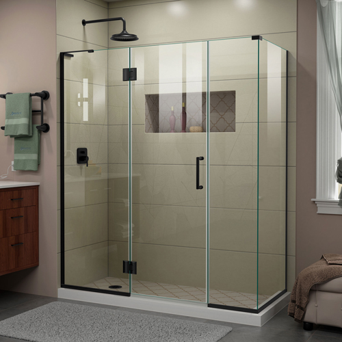 DreamLine Unidoor-X 64 1/2 in. W x 30 3/8 in. D x 72 in. H Frameless Hinged Shower Enclosure in Satin Black