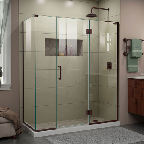 DreamLine Unidoor-X 64 1/2 in. W x 34 3/8 in. D x 72 in. H Frameless Hinged Shower Enclosure in Oil Rubbed Bronze