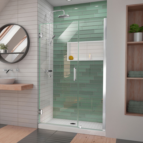 DreamLine Unidoor-LS 46-47 in. W x 72 in. H Frameless Hinged Shower Door with L-Bar in Chrome