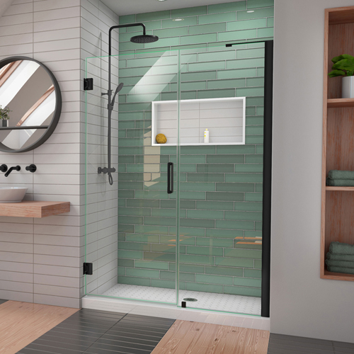 DreamLine Unidoor-LS 47-48 in. W x 72 in. H Frameless Hinged Shower Door in Satin Black