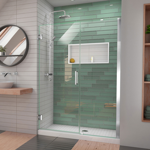 DreamLine Unidoor-LS 51-52 in. W x 72 in. H Frameless Hinged Shower Door in Chrome