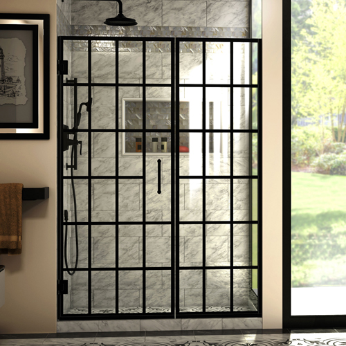 DreamLine Unidoor Toulon 52-52 1/2 in. W x 72 in. H Frameless Hinged Shower Door in Satin Black