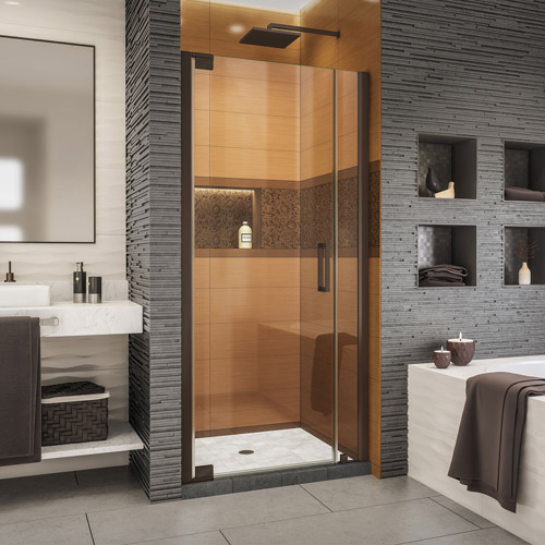 DreamLine Elegance-LS 29 1/4 - 31 1/4 in. W x 72 in. H Frameless Pivot Shower Door in Oil Rubbed Bronze