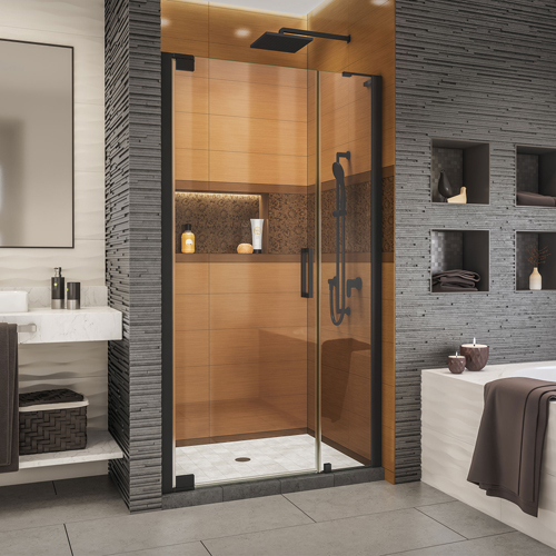 DreamLine Elegance-LS 35 1/4 - 37 1/4 in. W x 72 in. H Frameless Pivot Shower Door in Satin Black