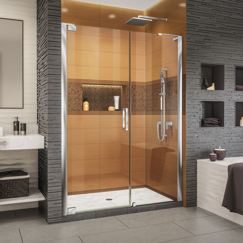 DreamLine Elegance-LS 47 1/4 - 49 1/4 in. W x 72 in. H Frameless Pivot Shower Door in Chrome