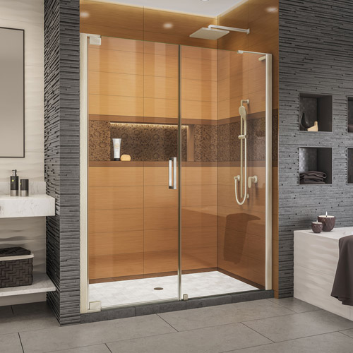 DreamLine Elegance-LS 53 1/4 - 55 1/4 in. W x 72 in. H Frameless Pivot Shower Door in Brushed Nickel