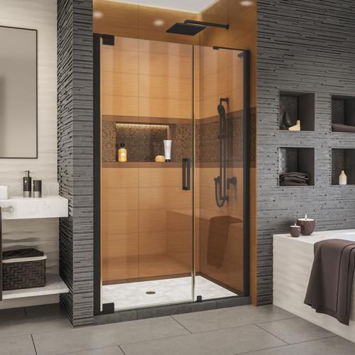 DreamLine Elegance-LS 43 - 45 in. W x 72 in. H Frameless Pivot Shower Door in Satin Black