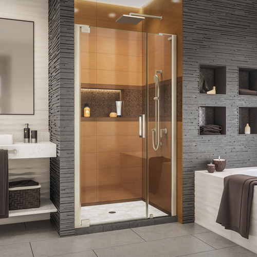 DreamLine Elegance-LS 38 3/4 - 40 3/4 in. W x 72 in. H Frameless Pivot Shower Door in Brushed Nickel