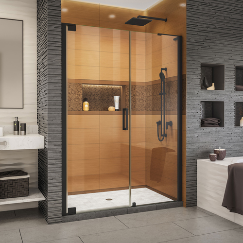 DreamLine Elegance-LS 50 3/4 - 52 3/4 in. W x 72 in. H Frameless Pivot Shower Door in Satin Black