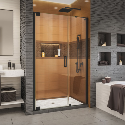 DreamLine Elegance-LS 46 1/2 - 48 1/2 in. W x 72 in. H Frameless Pivot Shower Door in Satin Black