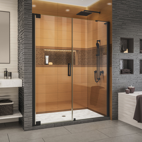 DreamLine Elegance-LS 58 1/2 - 60 1/2 in. W x 72 in. H Frameless Pivot Shower Door in Satin Black