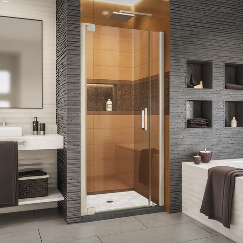 DreamLine Elegance-LS 36 1/4 - 38 1/4 in. W x 72 in. H Frameless Pivot Shower Door in Brushed Nickel