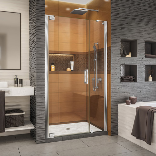 DreamLine Elegance-LS 42 1/4 - 44 1/4 in. W x 72 in. H Frameless Pivot Shower Door in Chrome