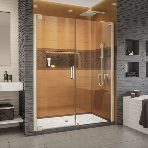 DreamLine Elegance-LS 60 1/4 - 62 1/4 in. W x 72 in. H Frameless Pivot Shower Door in Brushed Nickel