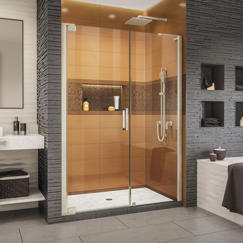 DreamLine Elegance-LS 56 - 58 in. W x 72 in. H Frameless Pivot Shower Door in Brushed Nickel