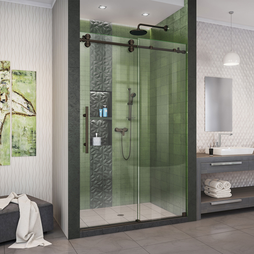 DreamLine Enigma-XO 44-48 in. W x 76 in. H Fully Frameless Sliding Shower Door in Oil Rubbed Bronze