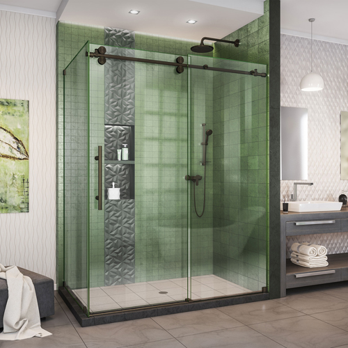 DreamLine Enigma-XO 34 1/2 in. D x 50-54 in. W x 76 in. H Frameless Shower Enclosure in Oil Rubbed Bronze Stainless Steel