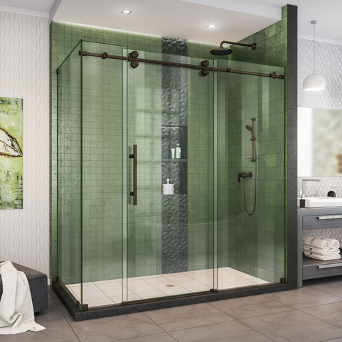 DreamLine Enigma-XO 34 1/2 in. D x 68 3/8-72 3/8 in. W x 76 in. H Frameless Shower Enclosure in Oil Rubbed Bronze Stainless Stee