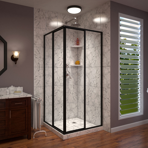 DreamLine Cornerview 34 1/2 in. D x 34 1/2 in. W x 72 in. H Framed Sliding Shower Enclosure in Satin Black