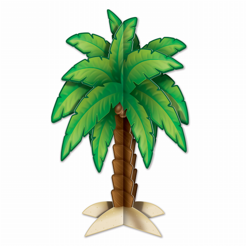 3-D Centerpiece - Multi-Color Luau 3-D Palm Tree