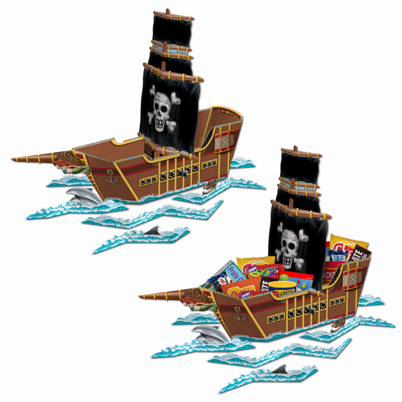 3-D Centerpiece - Multi-Color Pirate 3-D Pirate Ship