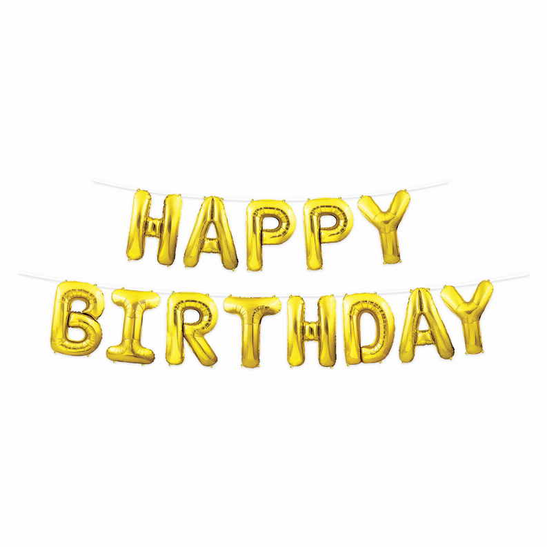 Balloon Streamers - Birthday Happy Birthday Gold