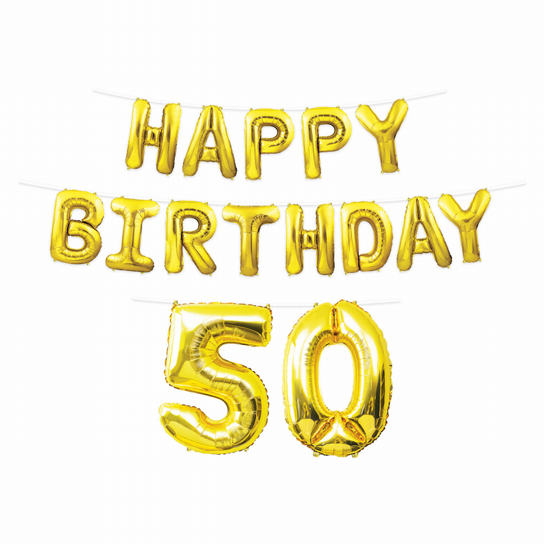 Balloon Streamers - Birthday-Age Specific Happy Birthday 50