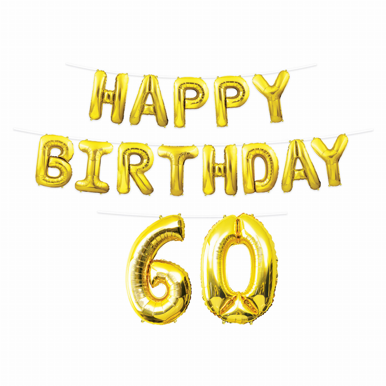 Balloon Streamers - Birthday-Age Specific Happy Birthday 60