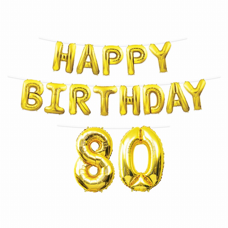 Balloon Streamers - Birthday-Age Specific Happy Birthday 80