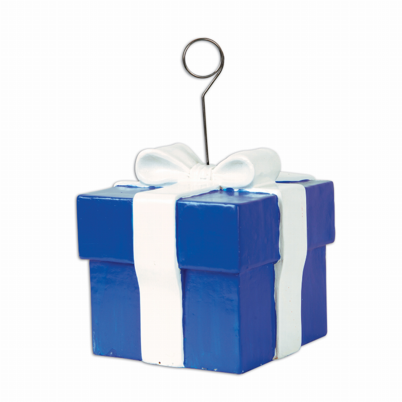Balloon/Photo Holders - Birthday Blue Gift Box
