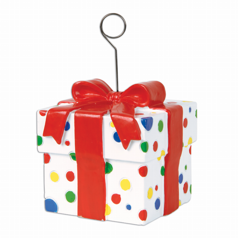 Balloon/Photo Holders - Birthday Polka Dots Gift Box