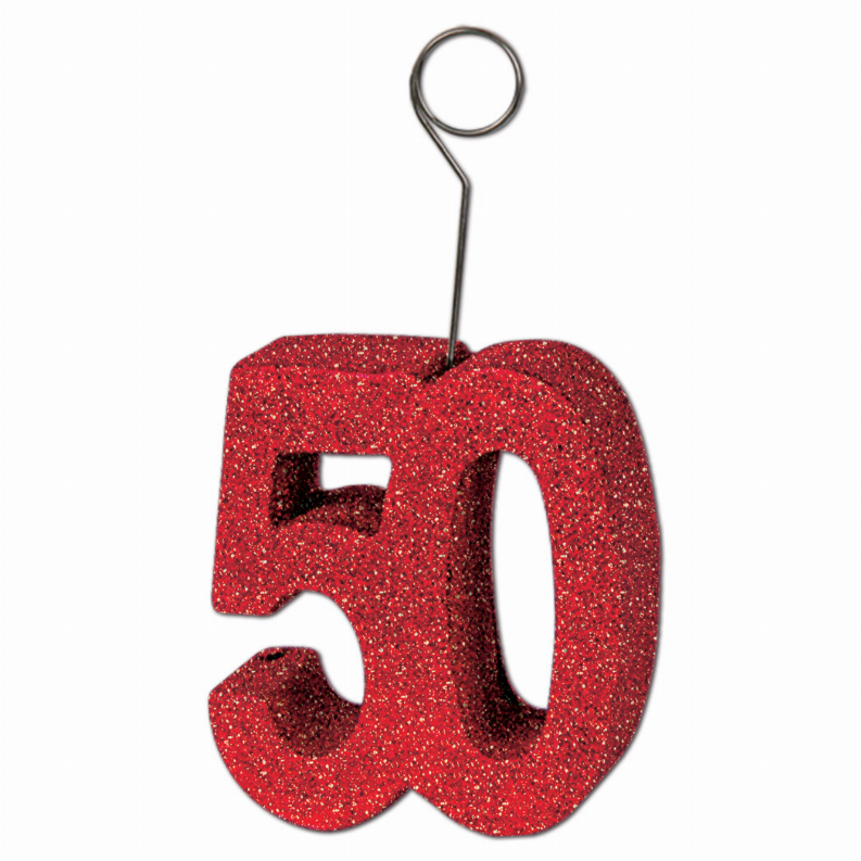 Balloon/Photo Holders - Birthday-Age Specific Glittered 50