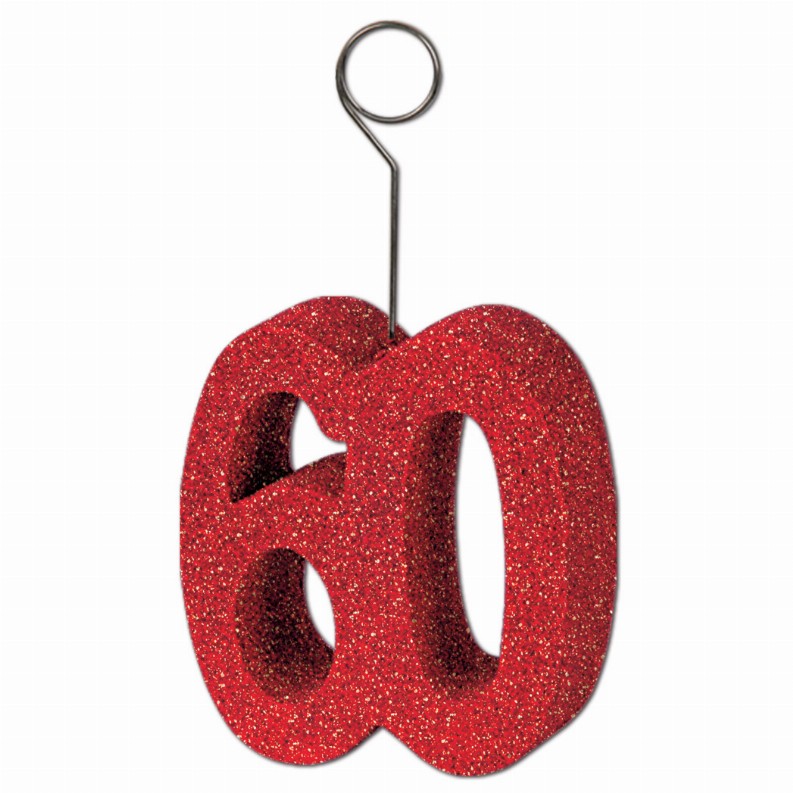 Balloon/Photo Holders - Birthday-Age Specific Glittered 60