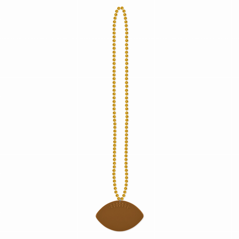 Beads with Medallion -  33"FootballBeads with  Football in Gold