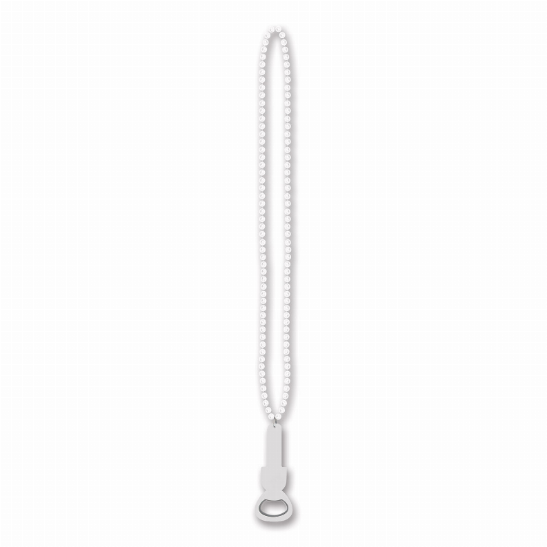 Beads with Medallion -  36"General OccasionBeads with Bottle Opener in White