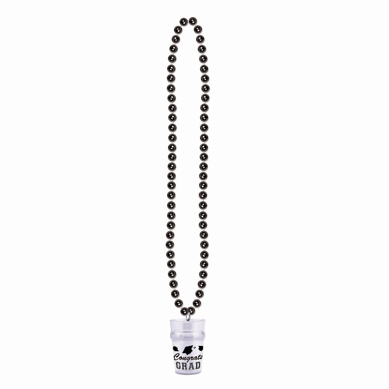Beads with Medallion -  33"GraduationBeads with Grad Glass in Black