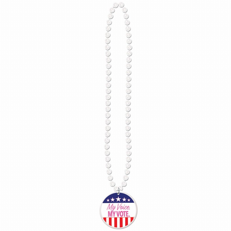 Beads with Medallion -  33"PatrioticBeads with My Voice. My Vote