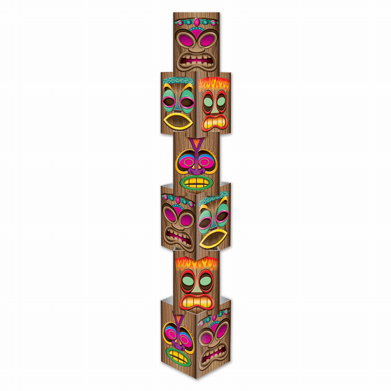 Beistle 3-D Decorations (Multiple Designs Available) - 12 in x 5 ft 7.25 inLuauTiki Column