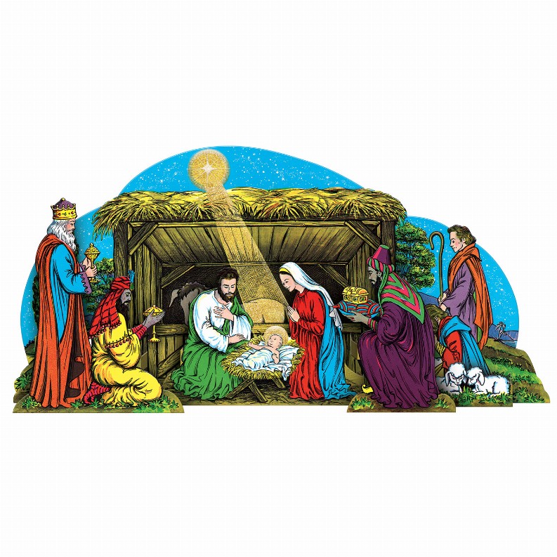 Beistle 3-D Decorations (Multiple Designs Available) - 17.75 inChristmas-VintageVintage Xmas Glittered Nativity Scene Table Dec