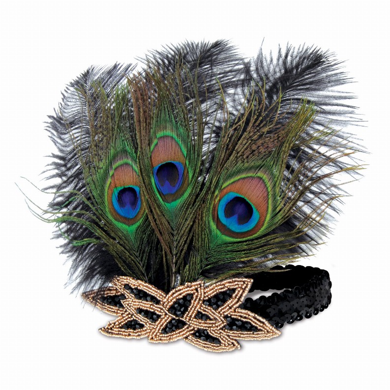 Boppers and Headbands - Great 20's Flapper Peacock Headband