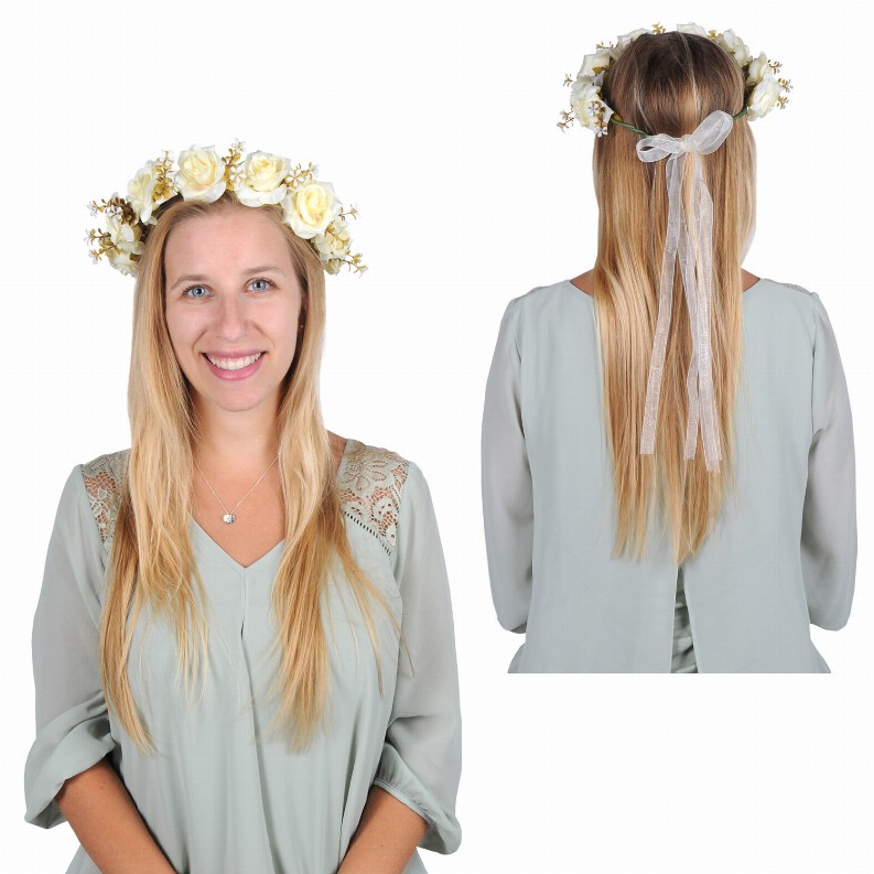 Boppers and Headbands - Medieval Floral Crown in White