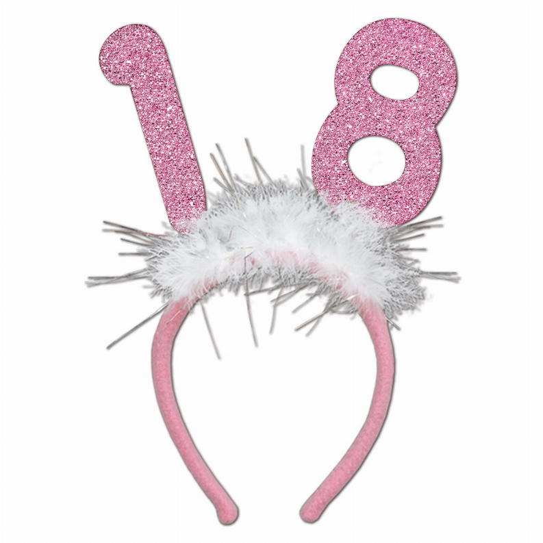 Boppers and Headbands - Birthday-Age Specific  18 Glittered Boppers with Marabou